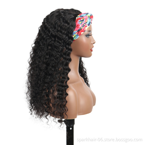 SPARK Headband Wigs Human Hair Straight Glueless None Lace Front Wigs Brazilian Virgin Hair Straight Human Hair Headband Wigs
